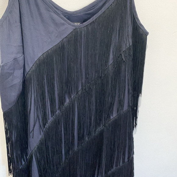 NIC + ZOE Navy Blue Fringe Midi Dress - Size 12 - Picture 7 of 10